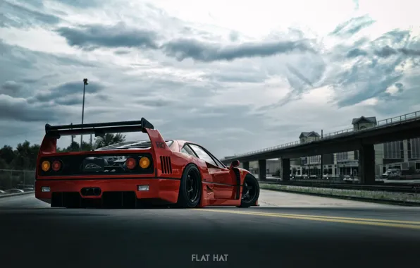 Рендеринг, Красный, Авто, Машина, Ferrari F40, Спорткар, Graphic, Ferrari F-40