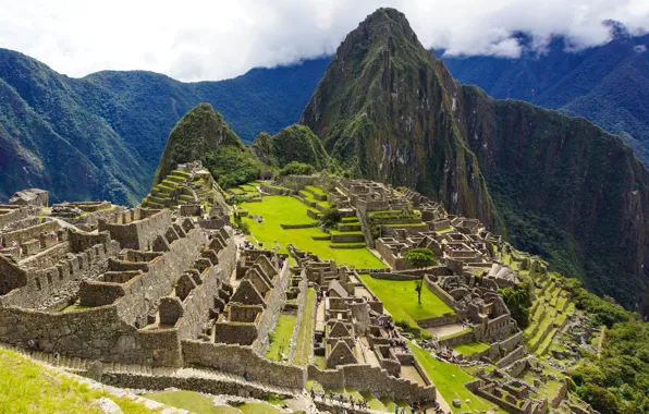 Картинка Горы, Панорама, Руины, Mountains, Южная Америка, Peru, Перу, Мачу-Пикчу