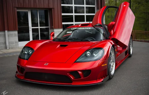 Красный, спорткар, Twin Turbo, Saleen S7, ручной сборки