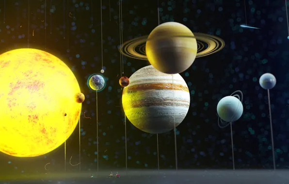 Картинка космос, планеты, солнечная система, art