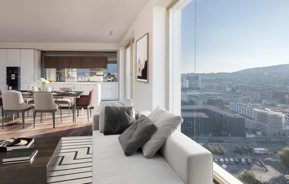 Интерьер, кухня, гостиная, столовая, Цюрих, Urban and privileged living, high above the city of Zurich
