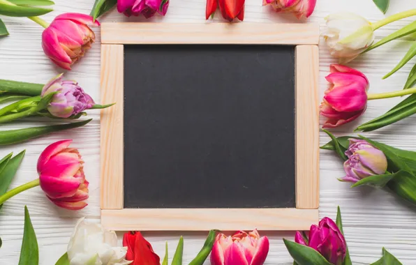 Картинка цветы, весна, colorful, тюльпаны, доска, wood, pink, flowers