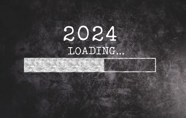 Цифры, Новый год, серый фон, загрузка, дата, 2024, Новый 2024 год