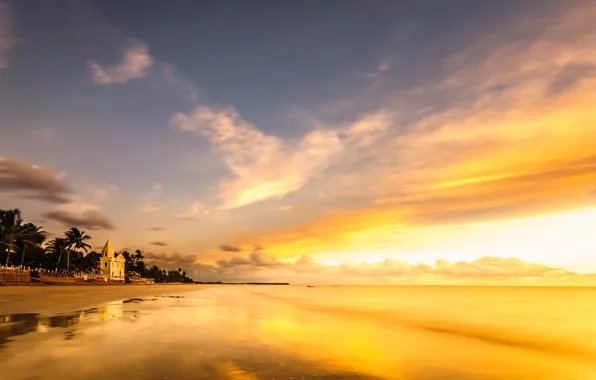 Пляж, вечер, горизонт, beach, Бразилия, evening, Brazil, horizon