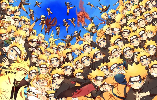 Небо, арт, naruto, клоны, наруто узумаки
