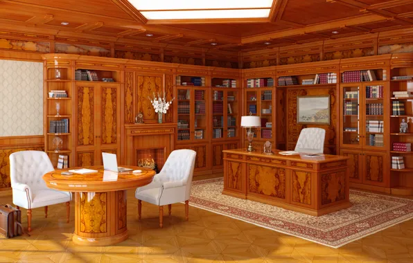 Стиль, стол, мебель, книги, интерьер, кресло, кресла, кабинет