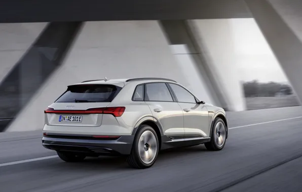 Картинка серый, движение, Audi, вид сзади, E-Tron, 2019