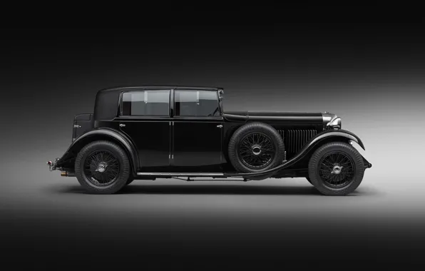 Bentley, Бентли, 1930, Bentley Mulsanne, Сбоку, Черно-белое, Роскошный автомобиль, Luxury car