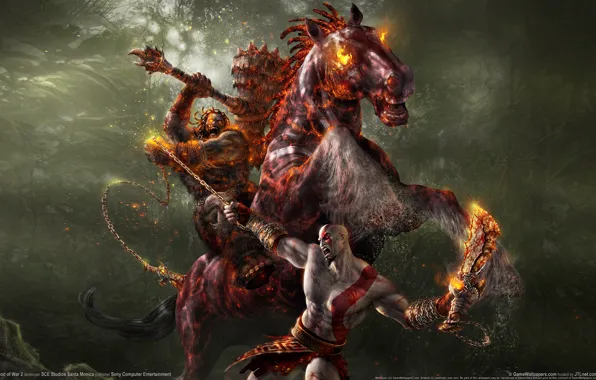 Конь, цепь, всадник, битва, God of war 2