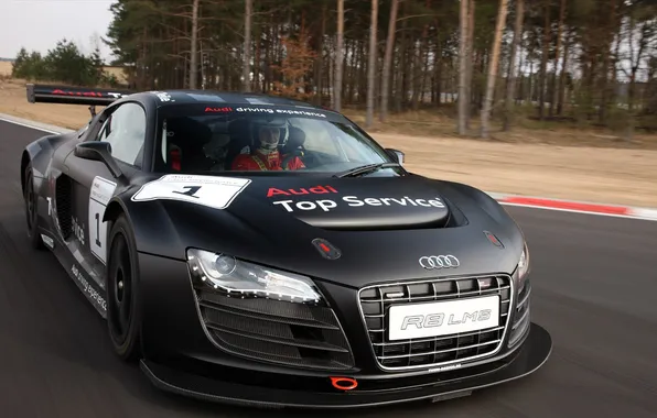 Картинка Audi, ауди, трасса, чёрная, LMS, Sport, матовая, Team Joest