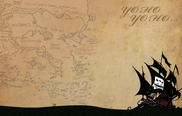 Картинка корабль, карта, пиратство, pirate bay, Интернет