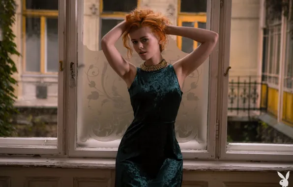 Playboy, Model, Redhead, Pose, Kate Ri, Evening Dress