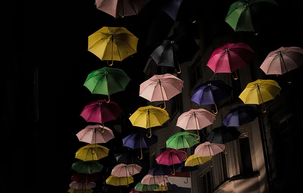 Картинка ночь, зонты, Luxemburg