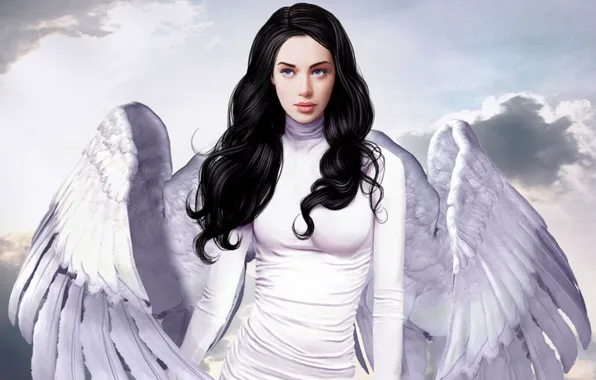 Картинка Девушка, крылья, ангел, брюнетка