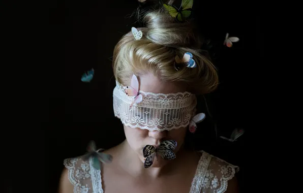 Девушка, бабочки, фантазия