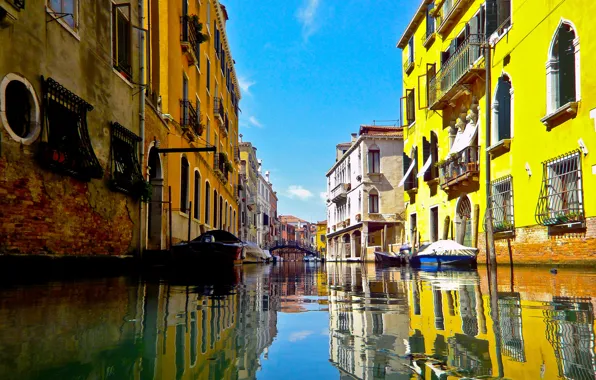 Картинка city, colors, windows, sky, Italy, bridge, water, beauty