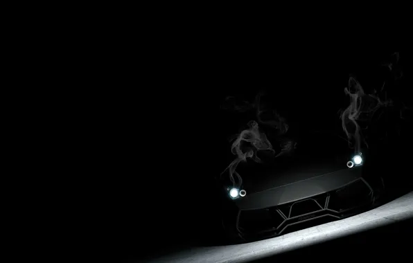 Чёрный, дым, Lamborghini, матовый, black, ламборджини, Murcielago, front