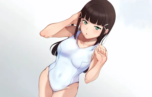Girl, sexy, green eyes, long hair, boobs, anime, beautiful, pretty