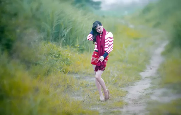 Дорога, девушка, фон