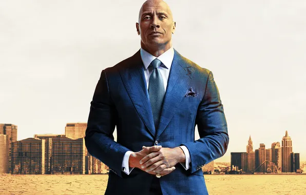 Город, фон, костюм, сериал, Дуэйн Джонсон, Dwayne Johnson, Футболисты, TV series