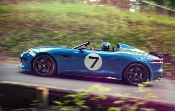 Машина, Concept, Jaguar, вид сбоку, в движении, Project 7