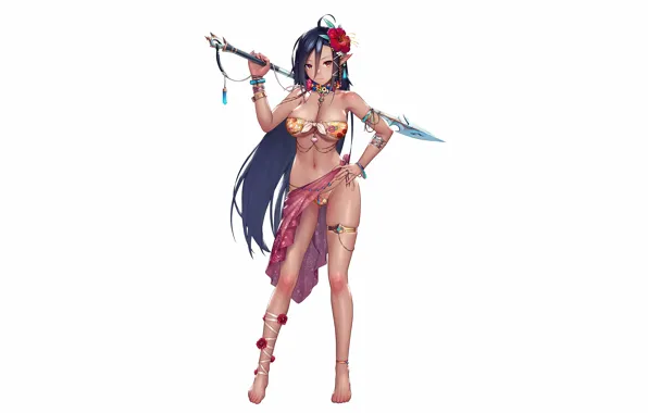 Girl, sexy, cleavage, long hair, legs, boobs, anime, beautiful