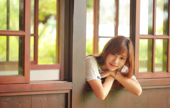 Картинка лицо, улыбка, азиатка, смотрит