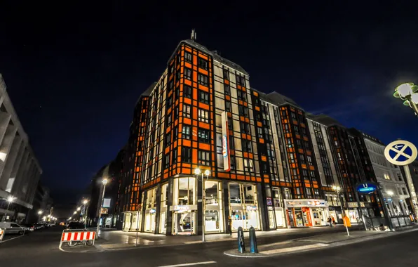 Ночь, улица, здания, Германия, Germany, night, street, Берлин