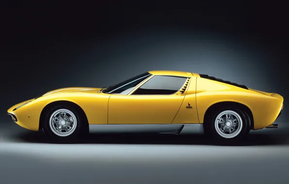 Цвет, Желтый, Lamborghini, Машина, 1971, Автомобиль, Supercar, Вид сбоку
