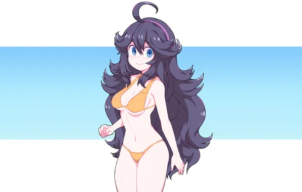 Girl, sexy, cleavage, long hair, boobs, anime, blue eyes, beautiful