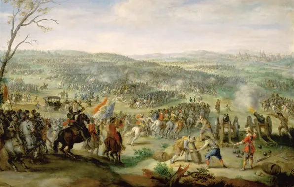 Картинка масло, картина, холст, «Сражение на Белой Горе близ Праги», Питер Снайерс, фламандский художник-баталист