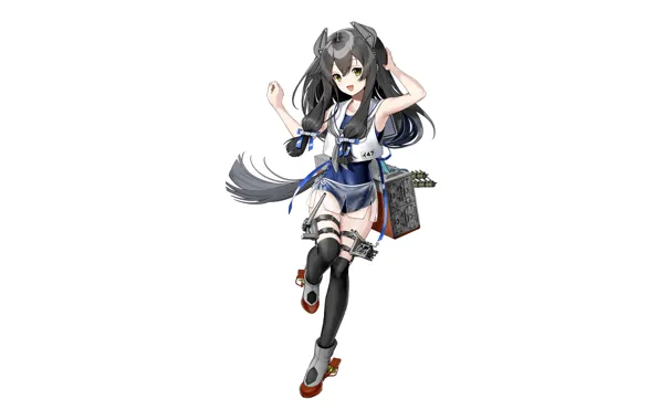 Girl, sexy, thighhighs, green eyes, long hair, anime, beautiful, pretty
