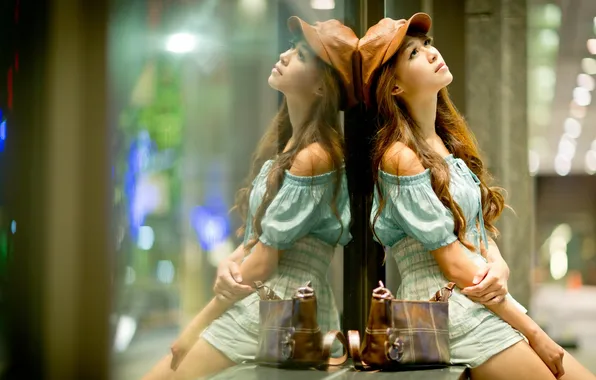 Девушка, настроение, улица, азиатка