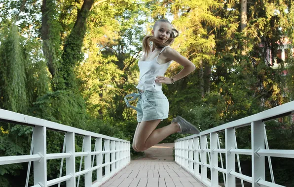 Картинка радость, мост, природа, прыжок, Milena D