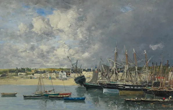Корабли, картина, лодки, порт, Эжен Буден, Eugene Boudin, Boats at the Port of Ancre