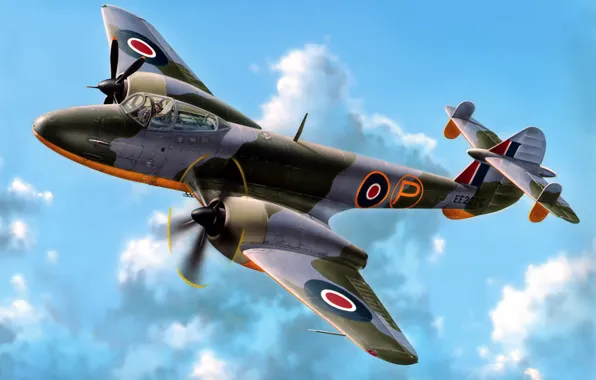 Картинка war, art, airplane, painting, aviaiton, Gloster Meteor Trent