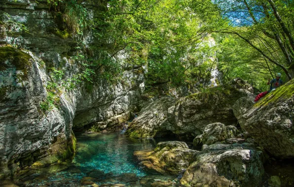 Природа, озеро, гора, источник