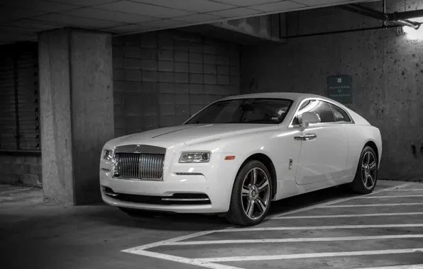 Картинка Rolls Royce, White, Parking, Wraith