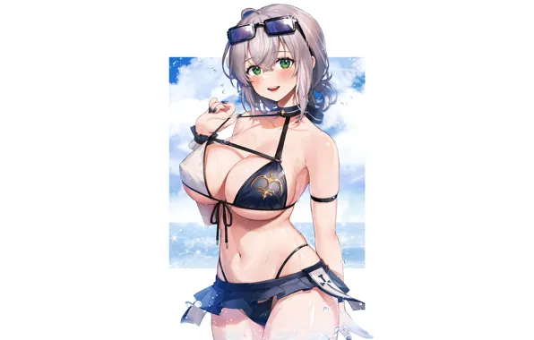 Girl, hot, sexy, boobs, anime, short hair, pretty, breasts