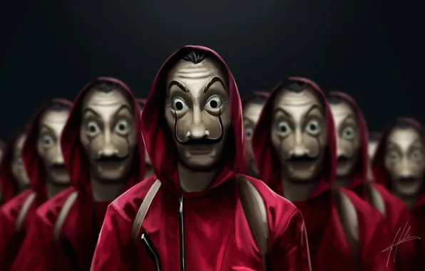 Люди, маска, сериал, маски, TV series, La Casa de Papel, Бумажный дом, Money Heist