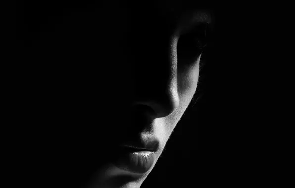 Light, woman, silhouette, close up, darness