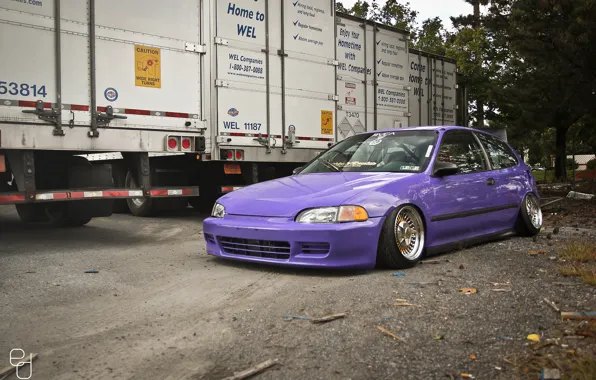 Картинка Purple, хонда, tuning, stance, Honda Civic, цивик