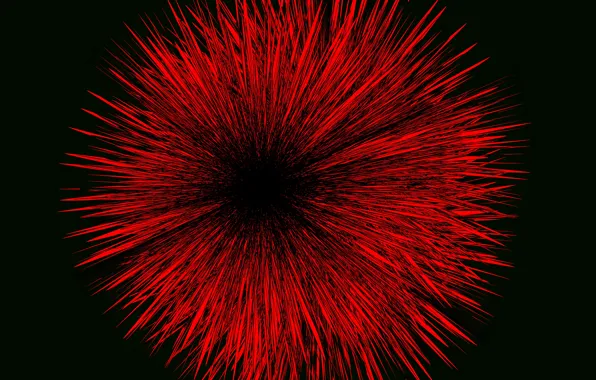 Красный, абстракция, иглы, шар