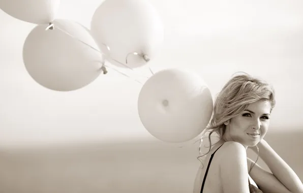 Картинка девушка, улыбка, воздушные шары, актриса, Kirsten Prout, Кирстен Праут
