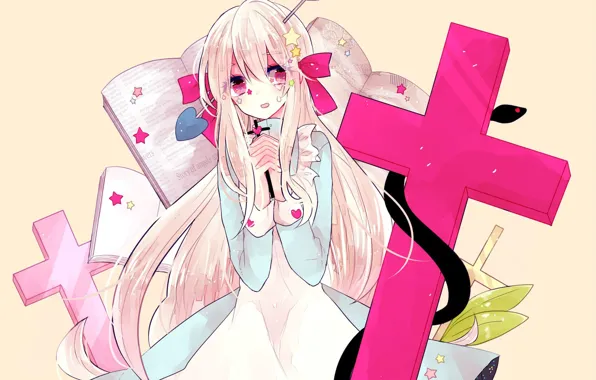 Девушка, фон, крест, арт, Kagerou Project, Проект "знойный Туман"