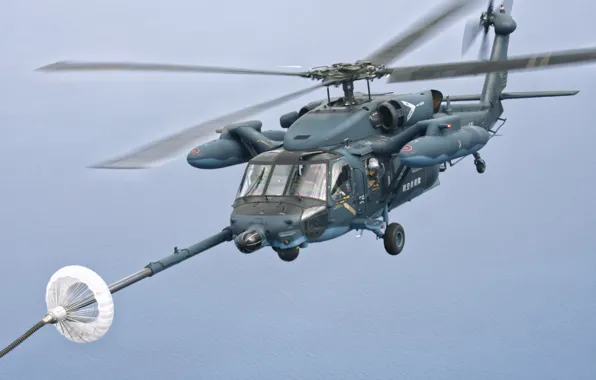 Полет, Вертолет, Mitsubishi UH-60J, Дозаправка в воздухе