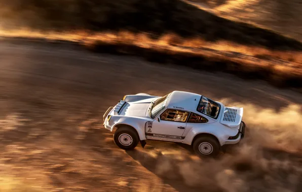 Картинка скорость, пыль, 911, Porsche, 964, грунтовка, 2019, 911 Baja Prototype