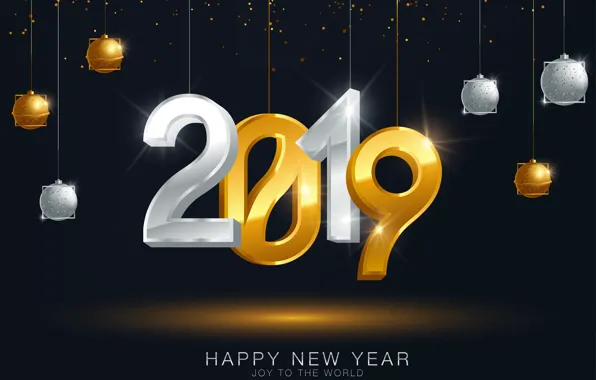 Фон, золото, Новый Год, golden, New Year, Happy, 2019