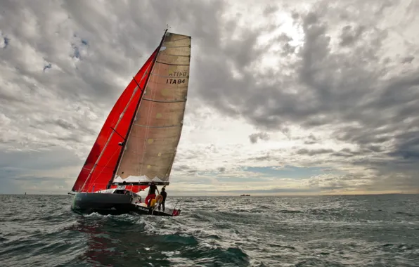 Море, скорость, паруса, спортсмены, спортивная яхта, гоночная яхта