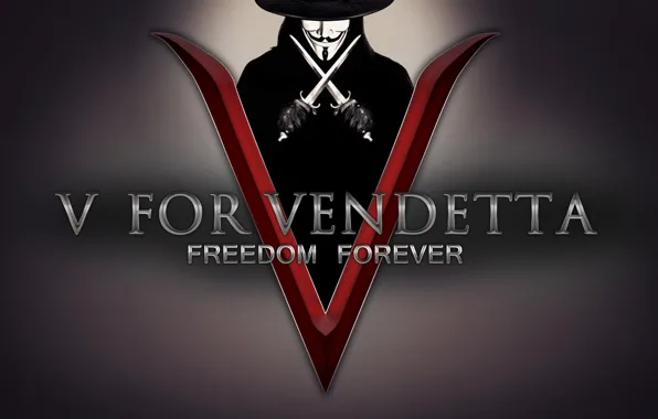 Шляпа, маска, клинки, V For Vendetta